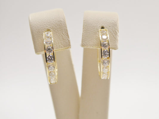 real 10k solid yellow gold large hoop huggie earrings