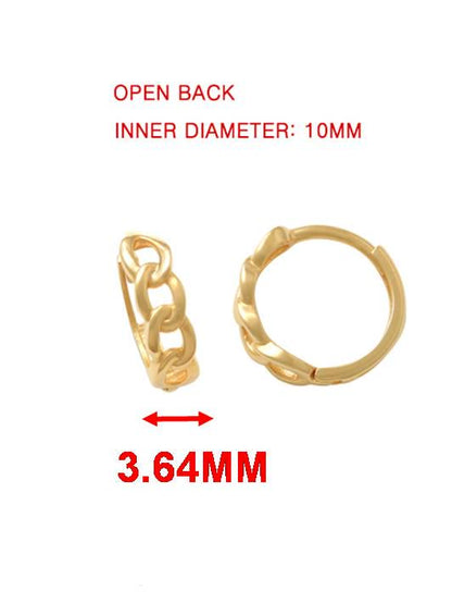 Real 10k Solid Yellow Gold Designer Hoop Huggie Earrings