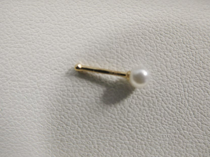 14k Real Solid Yellow Gold Pearl Nose Ring