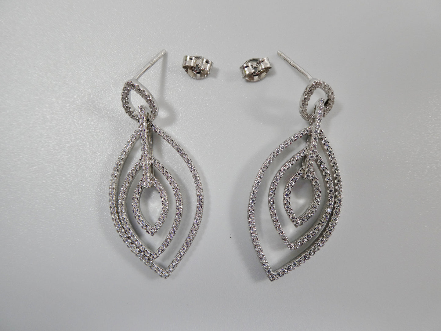 real 925 sterling silver micro pave setting 14k white gold color finish drop earrings