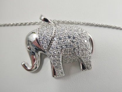 Real 925 Sterling Silver Elephant Pendant and 18 Inch Rob Chain