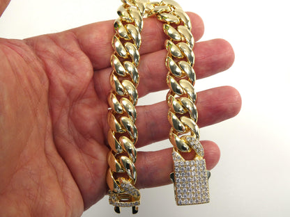 14 mm 18k Gold Filled Monaco Link Bracelet
