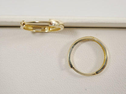 Real 10k Solid Yellow Gold Plain High Polish 15mm Hoop Huggie Earrings