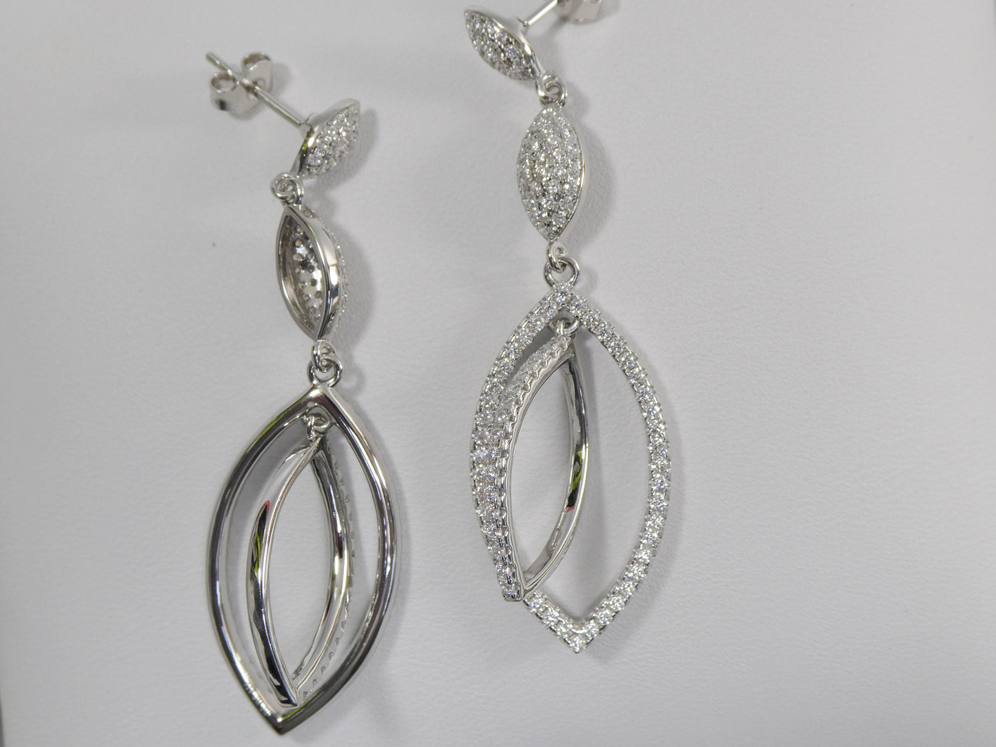 real 925 sterling silver micro pave setting 14k white gold color finish drop earrings