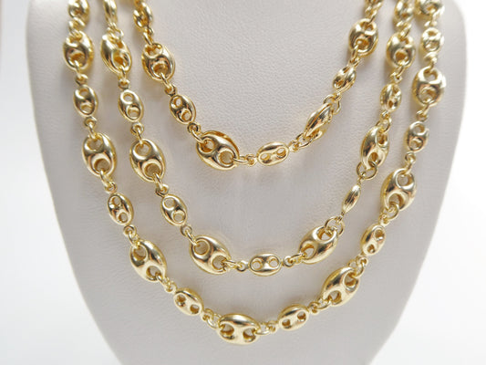 14k gold filled yellow gold puffed mariner necklace