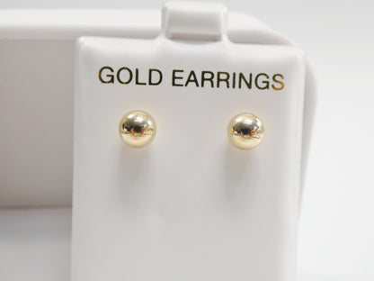 Real 10k Solid Yellow Gold Ball Earrings Push Post