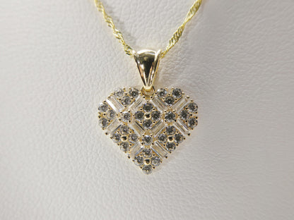 10k Real Solid Yellow Gold 16 Inch Chain & Heart Pendent Set