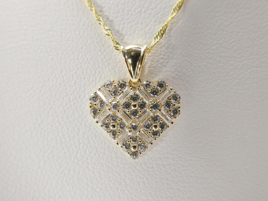 10k real solid yellow gold 16 inch chain and heart pendent set