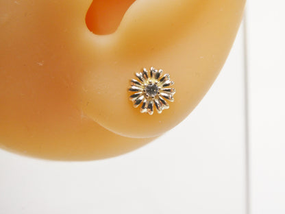 Real 10k Solid Yellow Gold Floral Push Post Earrings