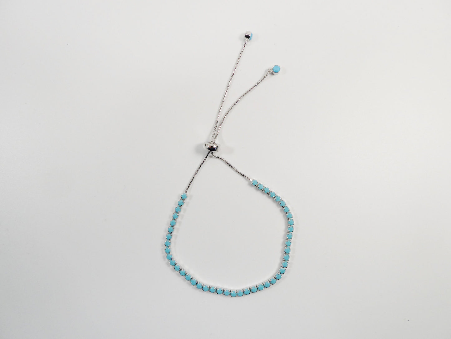 Adjustable turquois tennis bracelet real 925 sterling silver