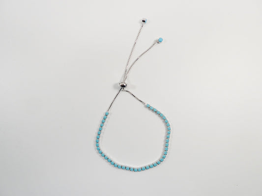 Adjustable turquois tennis bracelet real 925 sterling silver