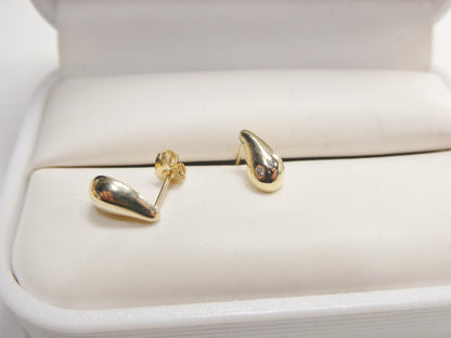 Real 10k Solid Yellow Gold Teardrop Push Post Earrings
