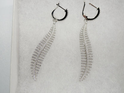 Real 925 Sterling Silver Micro Pave Setting 14k White Gold Color Finish Drop Earring