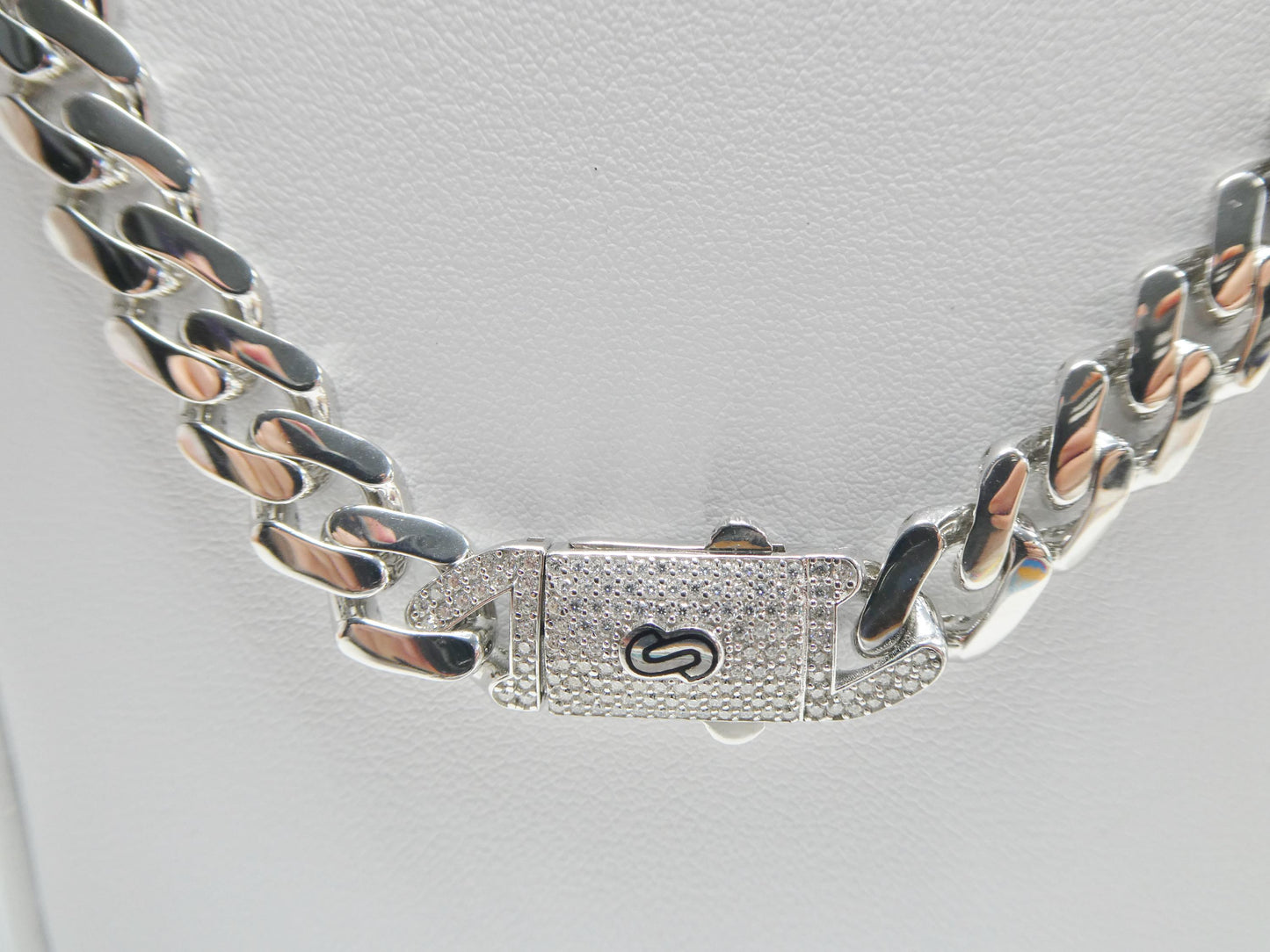 9mm Monaco link chain necklace bracelet moissanite real 925 sterling silver
