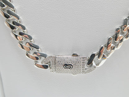 9mm Monaco Link Chain Necklace Vracelet Moissanite Real 925 Sterling Silver