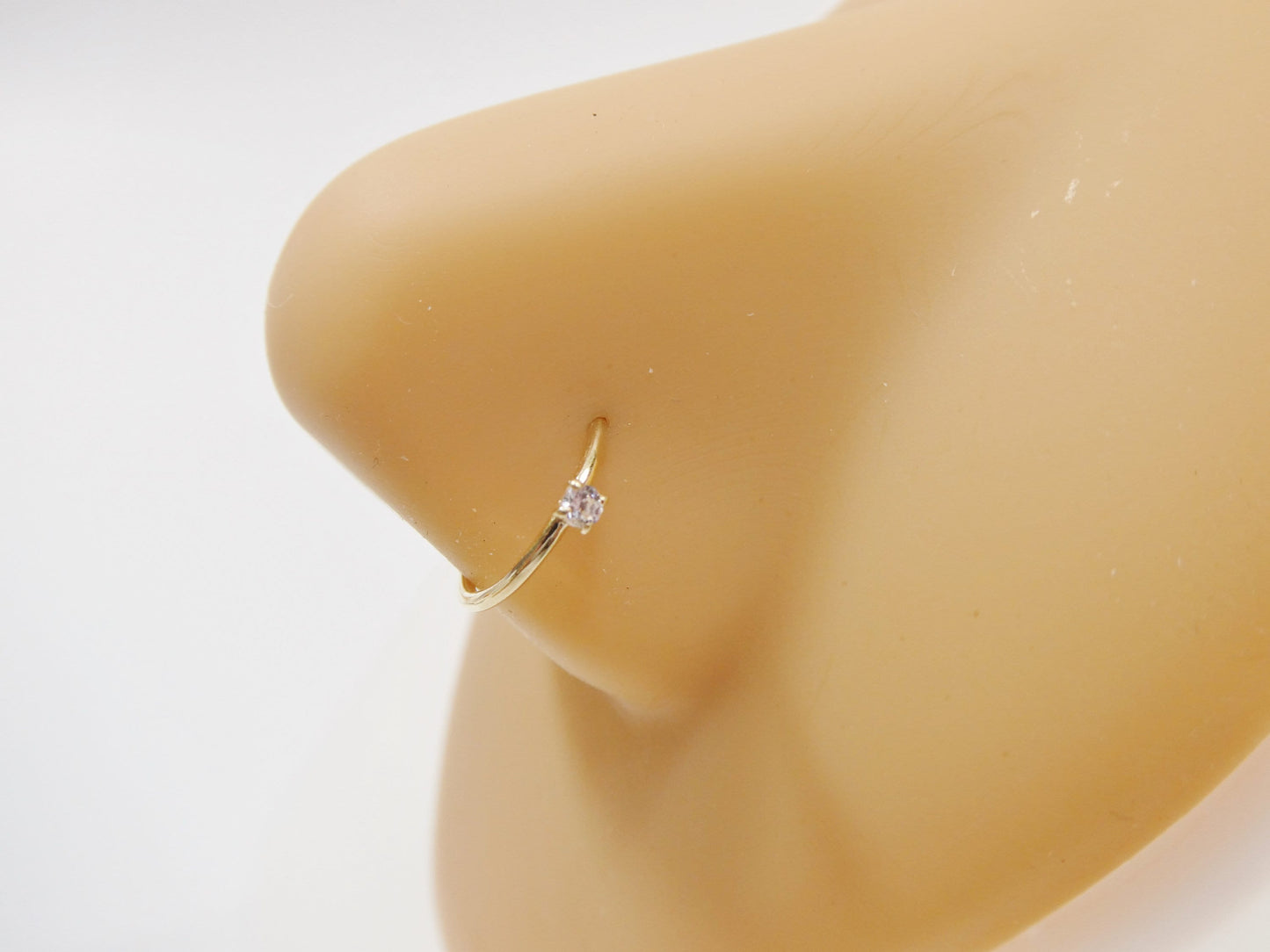14k real solid yellow gold cartilage nose ring body ring piercing