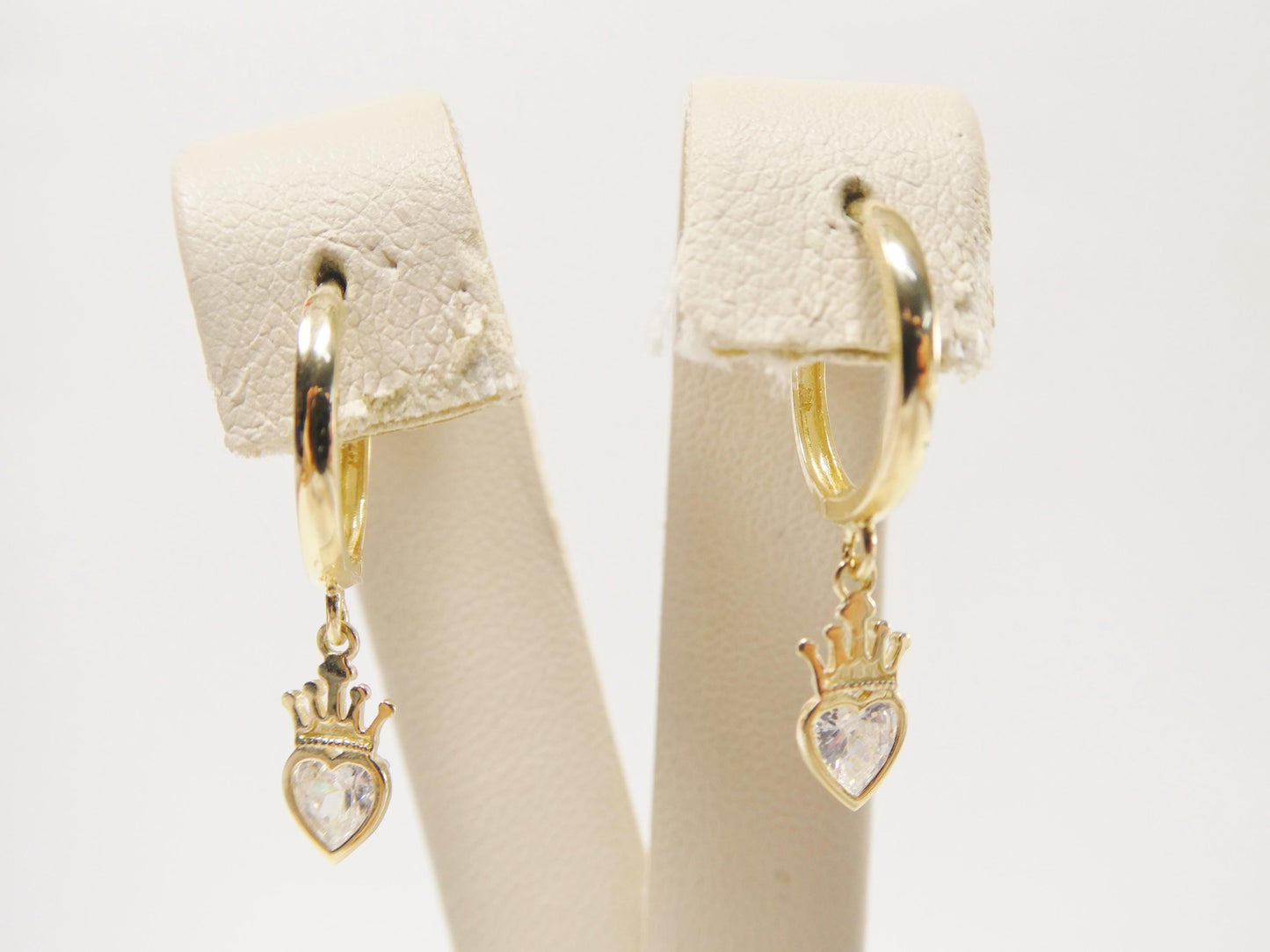 real 10k solid yellow gold crown hoop huggie earrings