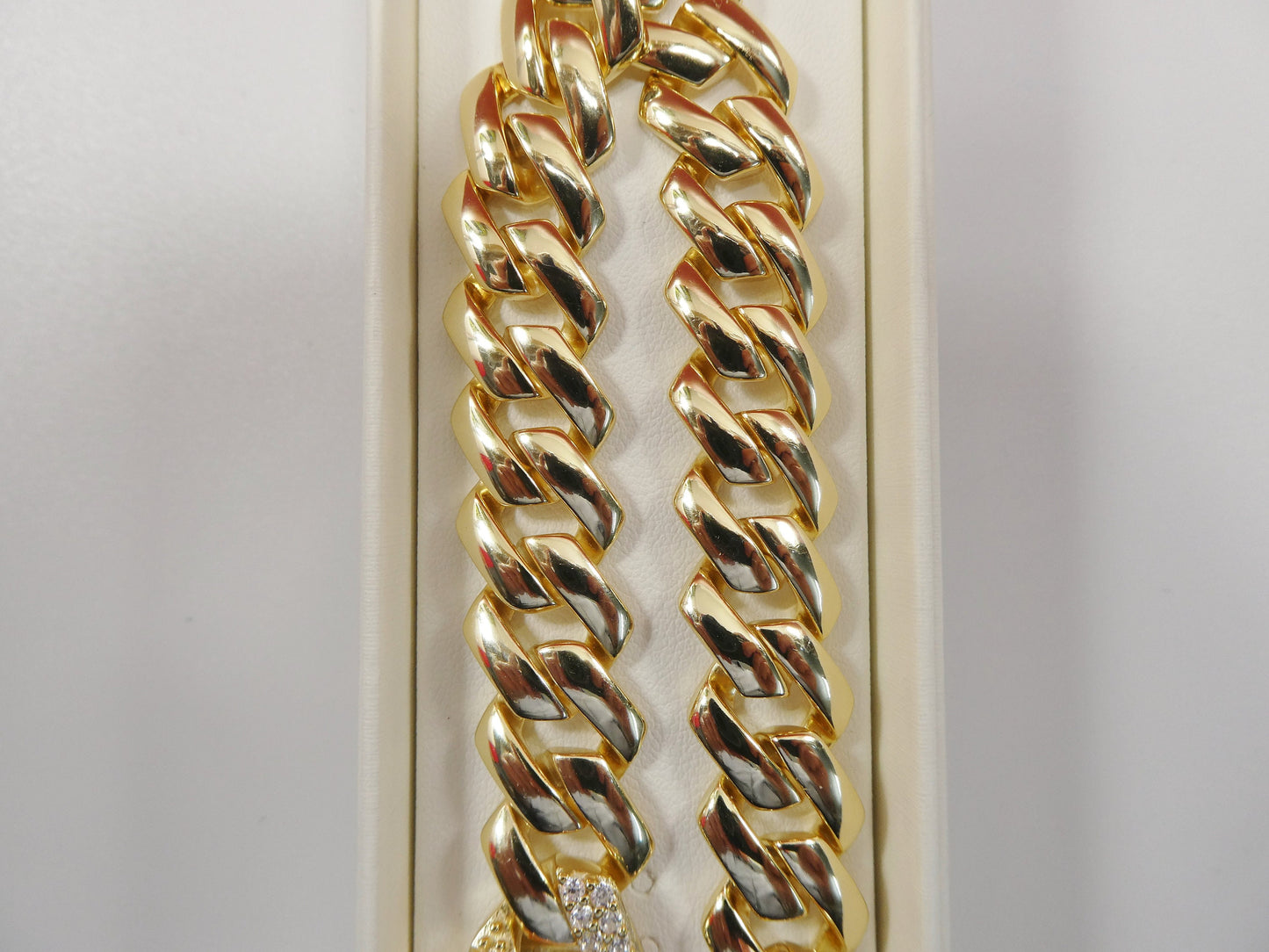 14MM real 925 sterling silver 14k yellow gold color Monaco bracelet