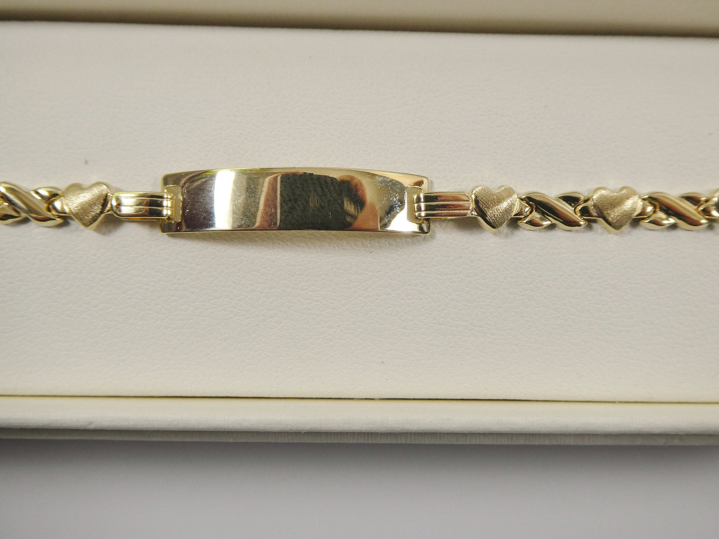 14k real solid yellow gold xox heart 6 inch baby id bracelet