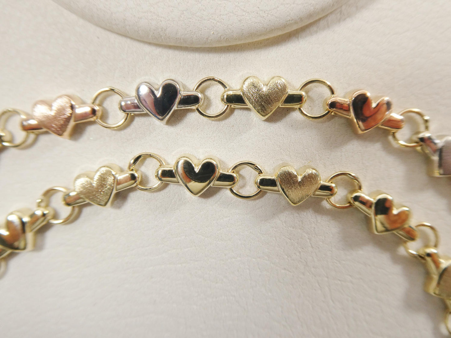 real 10k solid yellow gold 6 inch children/women xo heart bracelet