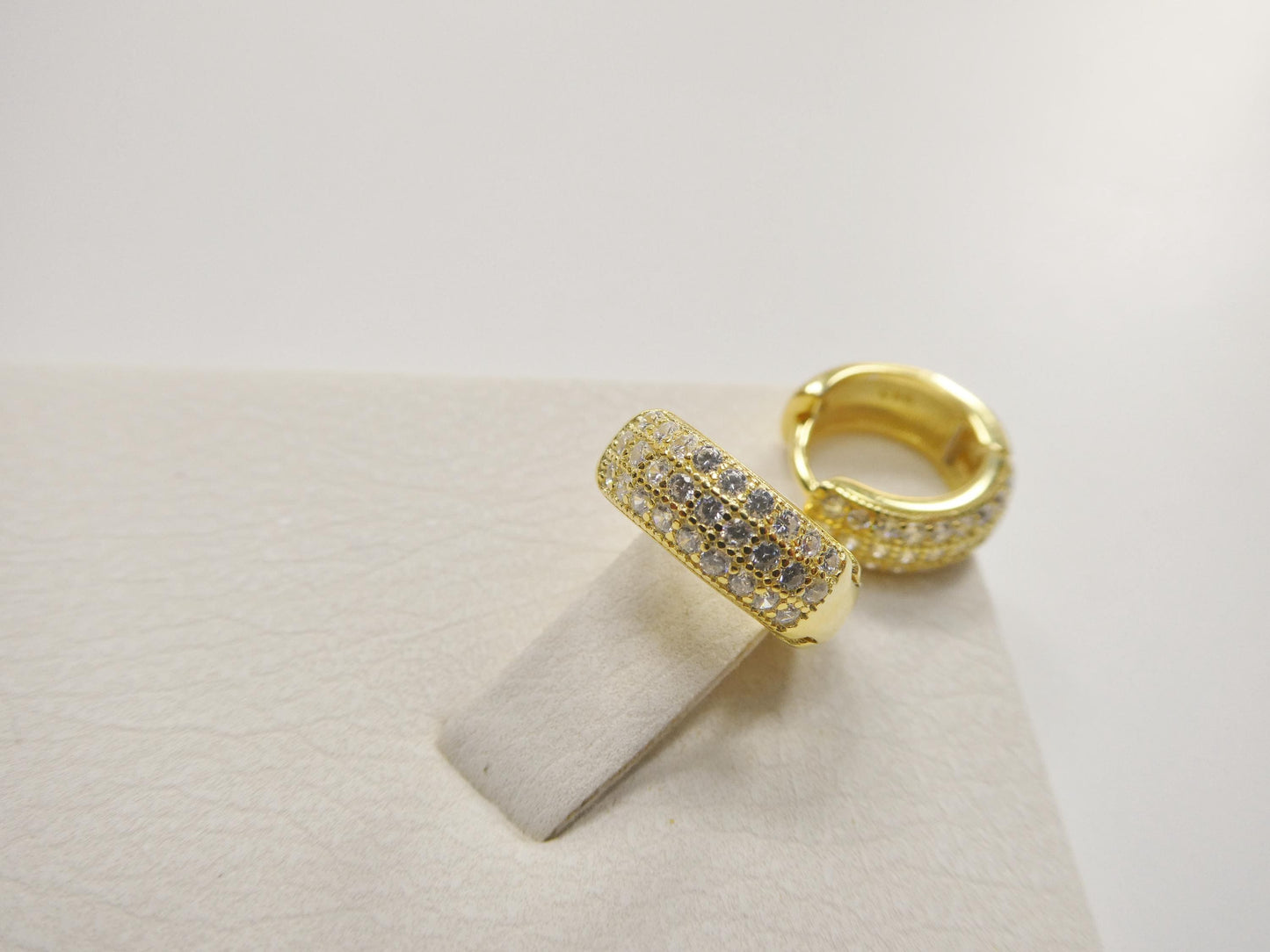 real 925 sterling silver yellow color finish huggie earrings