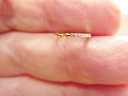 14k Real Solid Yellow Gold CZ Hoop Earring Cartilage Daith Ring Piercing