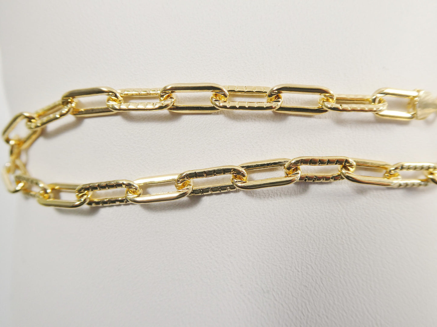 7.5 / 10 inch 14k gold filled paper clip chain ladies bracelet