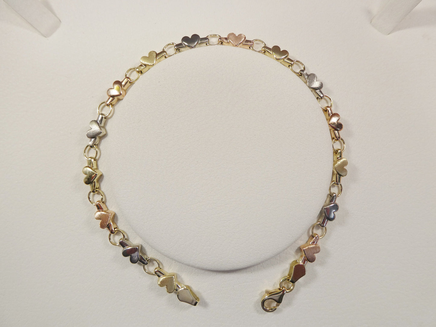 real 14k solid yellow gold 7 / 8 / inch heart ladies bracelet