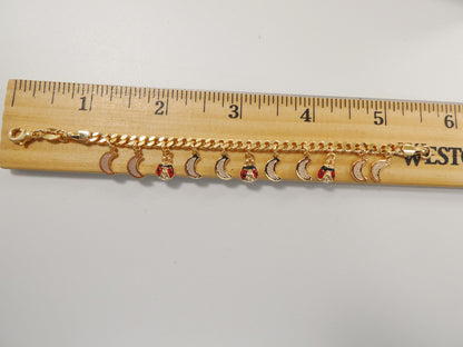 5.5 Inch 14k Gold Filled CURB Style MOON Pendent Dropping Baby Bracelet