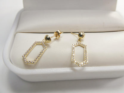 Real 10k Solid Yellow Gold Design Paperclip Push Post Earrings