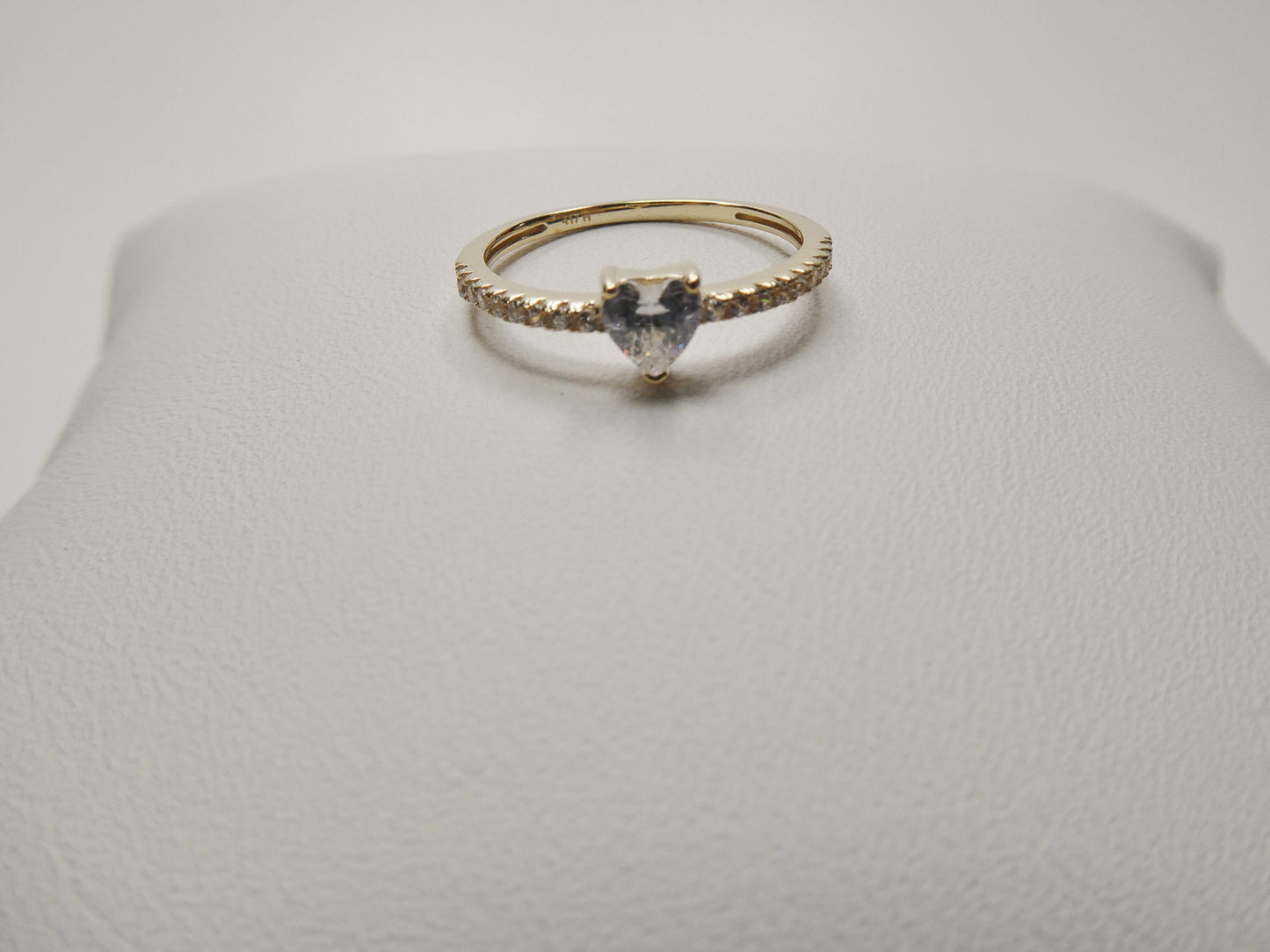 real 10k solid yellow gold women's heart stone ring