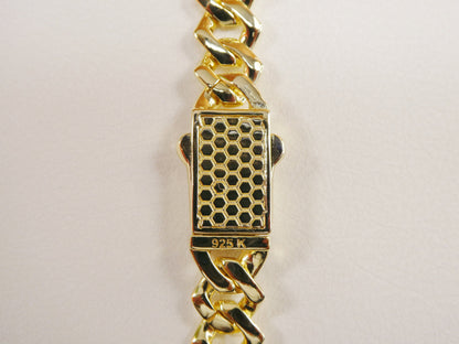 7 inch 14k yellow gold color Monaco bracelet over real solid 925 sterling silver