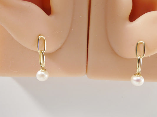 real 10k solid yellow gold freshwater cultured pearl stud earring dainty
