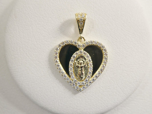 14k real solid yellow gold divino nino heart charm pendent