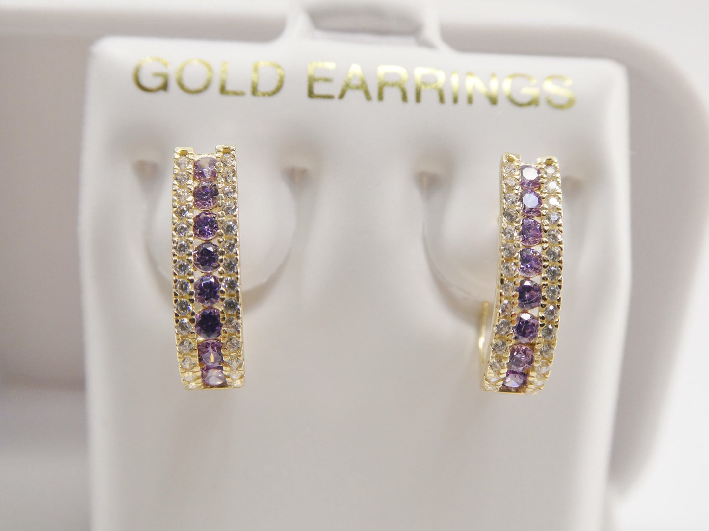 real 10k solid yellow gold channel set birthstone french hoop earrings