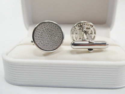 Real 925 Sterling Silver Micro Fave Full Stone Setting Cufflinks