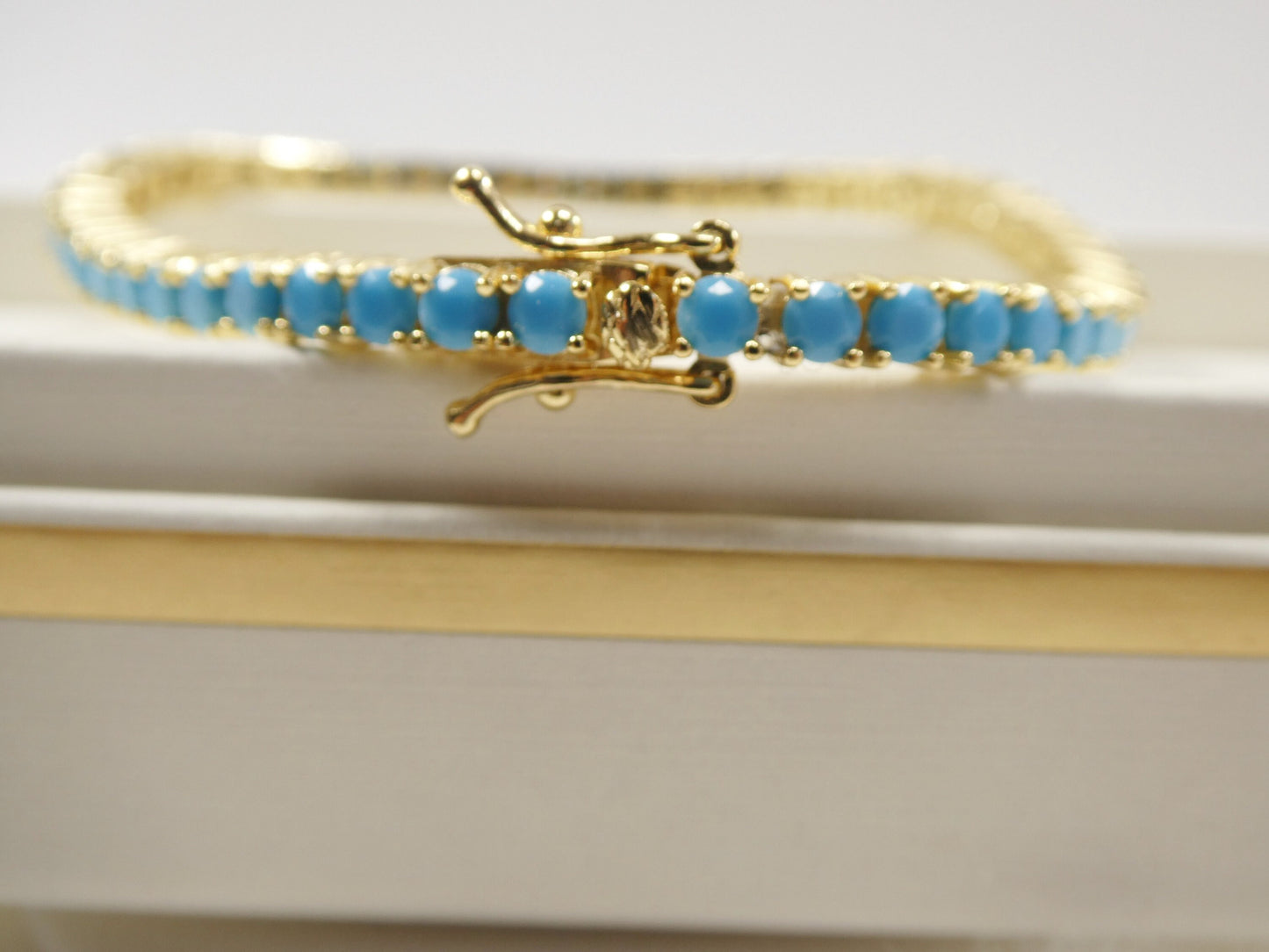 7 inch 3mm/ 4mm real 925 sterling silver turquois tennis bracelet