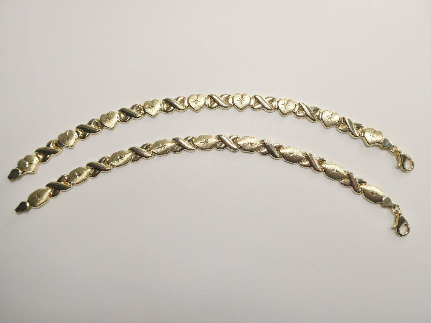 real 10k solid yellow gold xoxo hugs and kisses 7 inch and 8 inch stampato bracelet