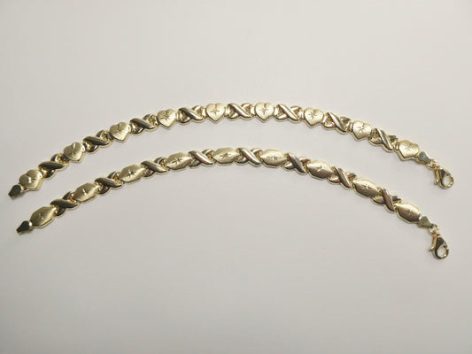 real 10k solid yellow gold xoxo hugs and kisses 7 inch and 8 inch stampato bracelet