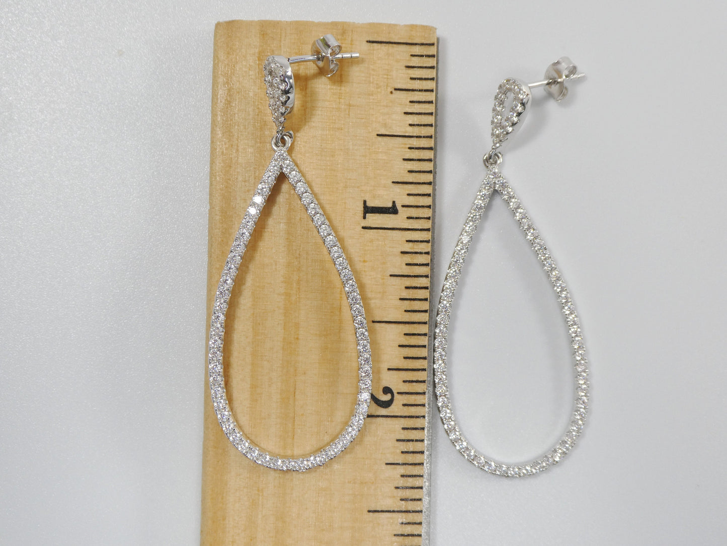 real 925 sterling silver micro pave setting 14k white gold color finish drop earrings