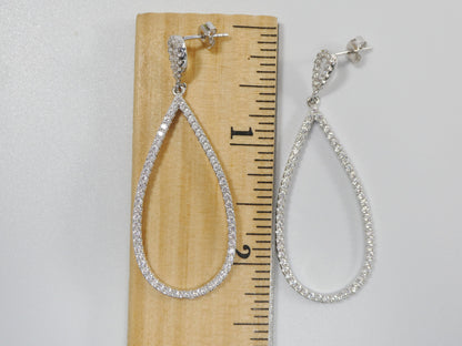 Real 925 Sterling Silver Micro Pave Setting 14k White Gold Color Finish Drop Earrings