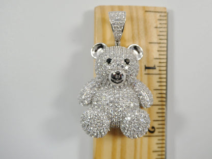 Real 925 Sterling Silver Teddy Bear Pendent and 2mm 20 Inch Moon Cut Chain