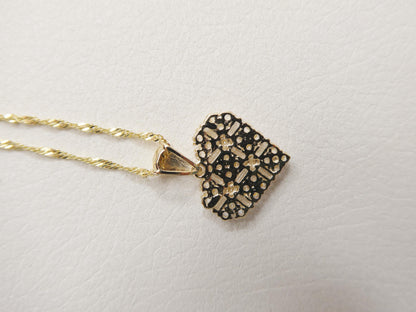 10k Real Solid Yellow Gold 16 Inch Chain & Heart Pendent Set