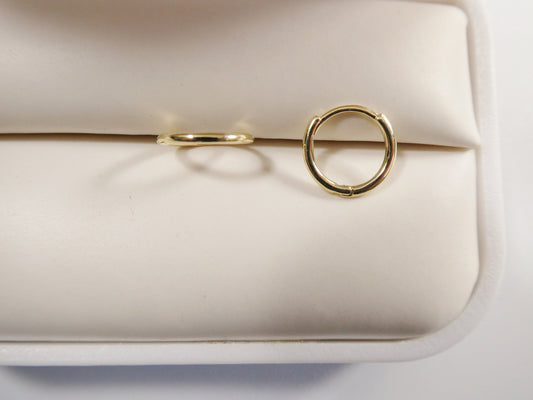 real 10k solid yellow gold 10mm 1MM THICKNESS plain hoop huggie earring