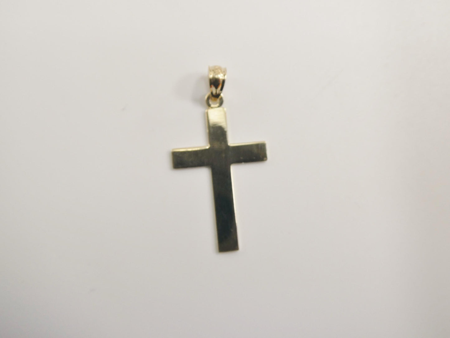10k Yellow Gold solid figaro Chain & Cross Pendant Necklace: 16 inch