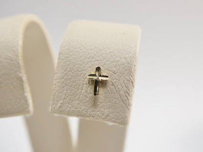 14k Real Solid Yellow Gold Diamond Cut Cross Nose Ring