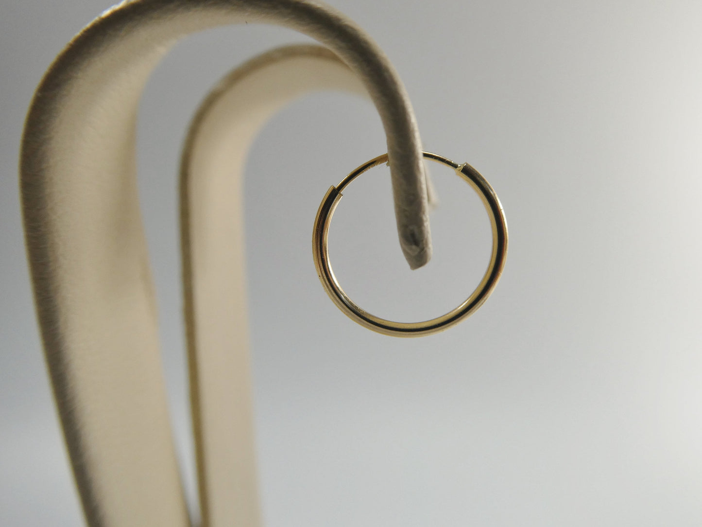 real 14k solid yellow gold 12mm endless small hoop lightweight hoop earring