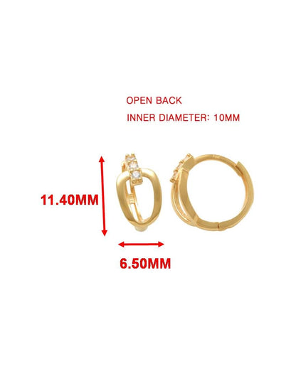 Real 10k Solid Yellow Gold Buckle Hoop Huggie Earrings