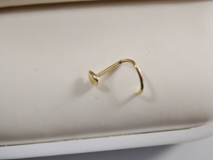 14k Real Solid Yellow Gold Twist Plain Heart Stud Nose Ring