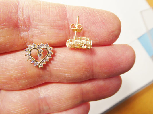 10k real solid gold heart micro fave setting push back earrings
